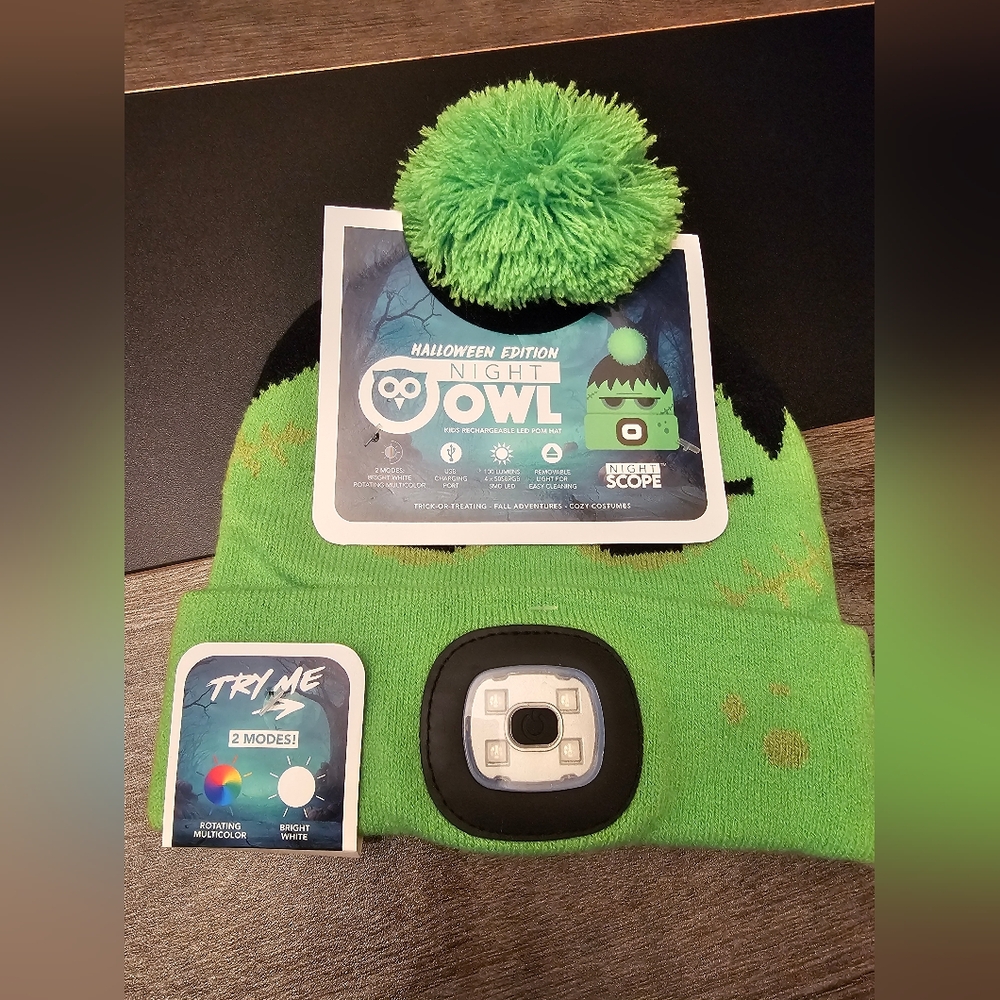 Night Owl Halloween edition beanie with LED Light